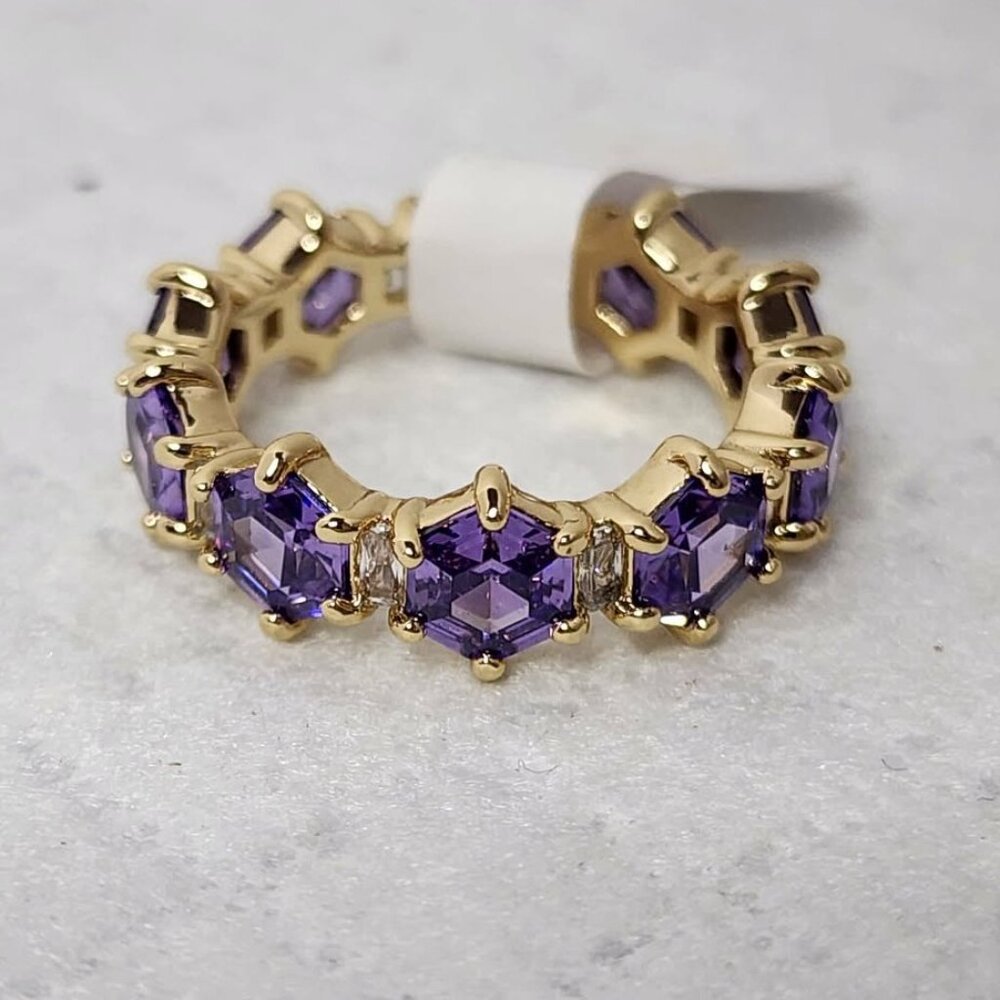 Bomb Party Ring Purple Topaz Cubic Zirconia Size 7